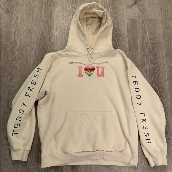 Teddy fresh I LOVE U MOM EMBROIDED HOODIE CREAM small - Picture 3 of 3